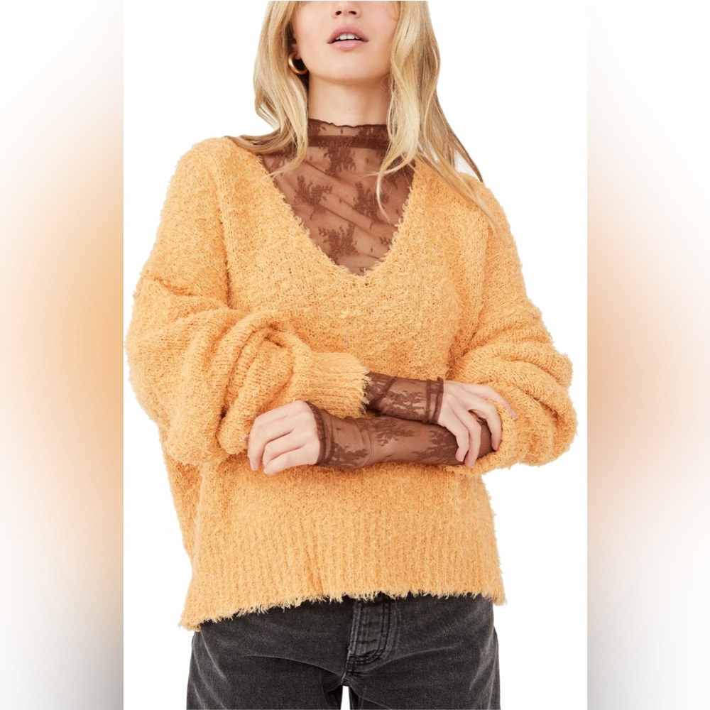 free people we the free theo fuzzy v-neck sweater